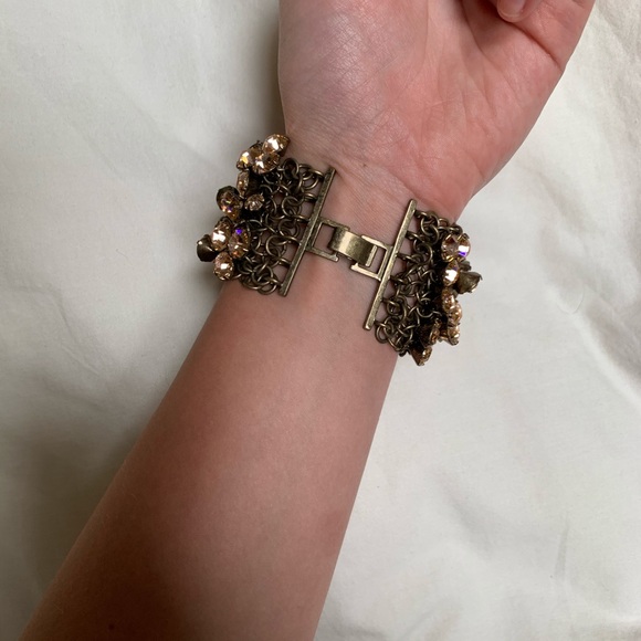 J. Crew Rose Colored Crystal Statement Bracelet - Picture 3 of 8